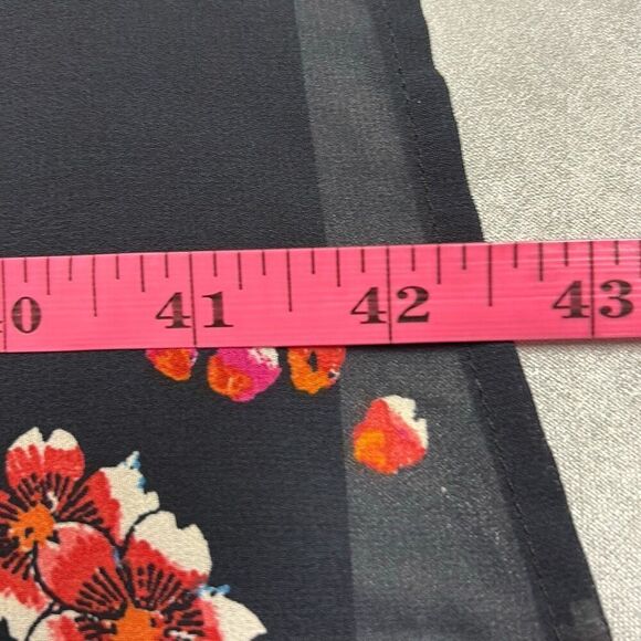 Xhiliration 3X Pink Blue Floral Cold Shoulder Ruffle Adj Strap Midi Dress Summer - Picture 10 of 10